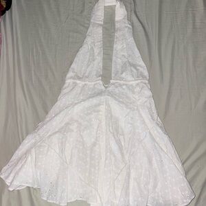 White Halter Dress with Eyelet Design